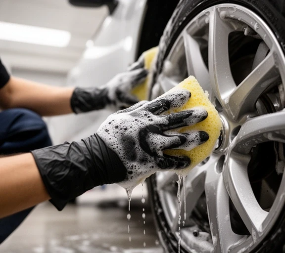 洗車の作業風景